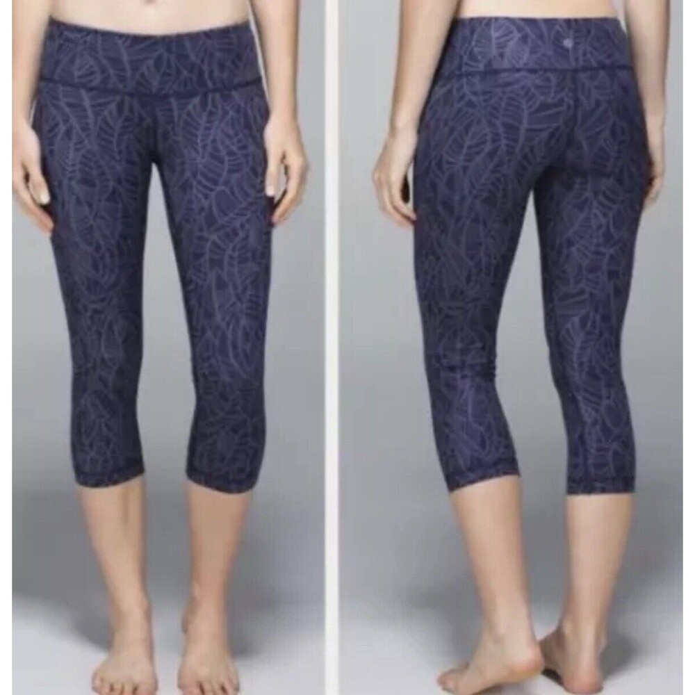 Lululemon‎ Banana Leaf Wunder Under crop Leggings Size 4 Luxtreme